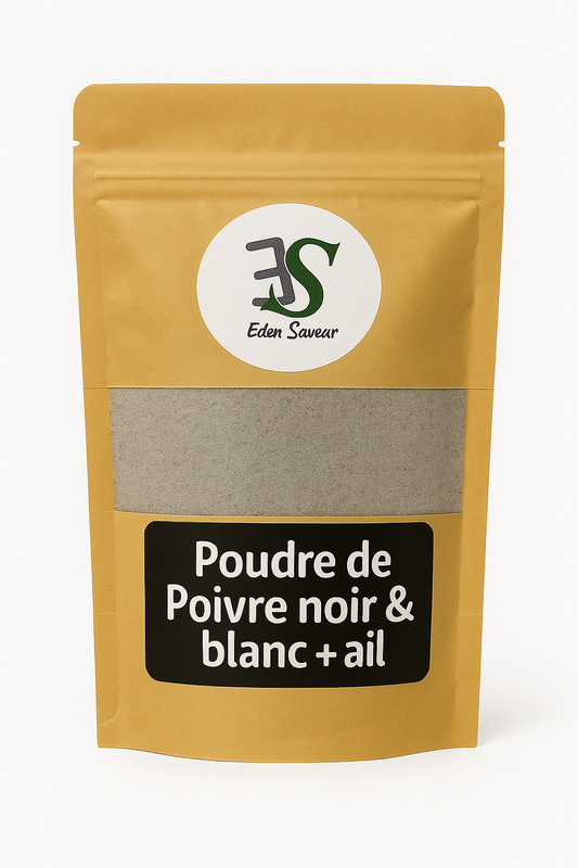 Mélange d’Épices Poivre Noir & Blanc de Penja + Ail